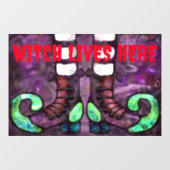 ハロウィーンの魔女のブーツお洒落パープルグリーン ウィンドウサイン (シート)