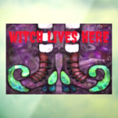 ハロウィーンの魔女のブーツお洒落パープルグリーン ウィンドウサイン (シート3)