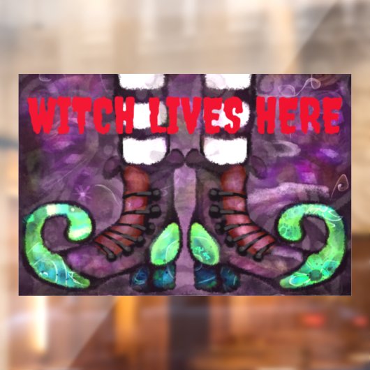 ハロウィーンの魔女のブーツお洒落パープルグリーン ウィンドウサイン (シート2)