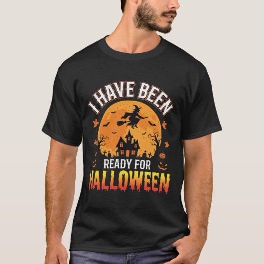 ハロウィーンの魔女の幽霊の家のデザインの準備はできています Tシャツ (正面)