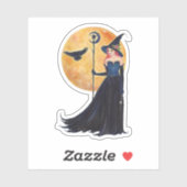 ハロウィーンの魔女の月とレイヴンbyルネ・ラヴォワ シール (シート)