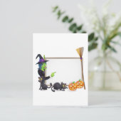 ハロウィーンの魔女の背景記号 ポストカード (スタンド正面)