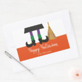 ハロウィーンの魔女の脚とブロムパーソナライズされた 長方形シール (封筒)