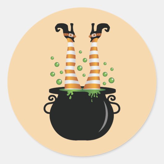 ハロウィーンの魔女の脚 ラウンドシール (正面)