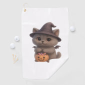 ハロウィーンの魔女の衣装を着た愛らしい子猫とpu ゴルフタオル (インサイチュ)