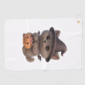 ハロウィーンの魔女の衣装を着た愛らしい子猫とpu ゴルフタオル (横)