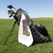 ハロウィーンの魔女の衣装を着た愛らしい子猫とpu ゴルフタオル (グリーン)