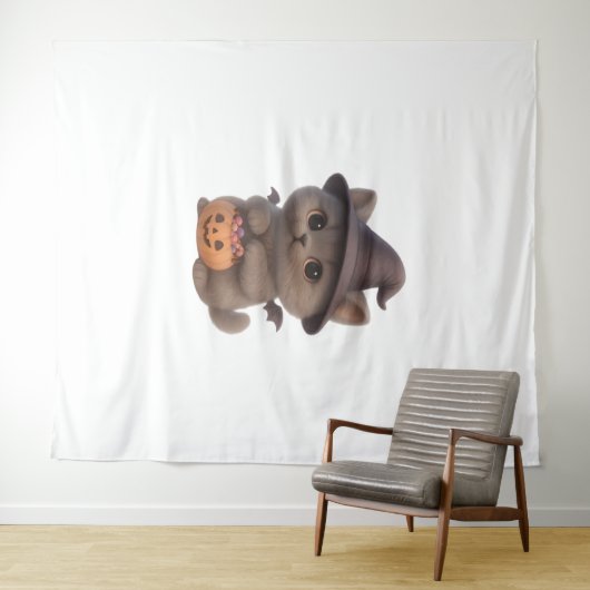 ハロウィーンの魔女の衣装を着た愛らしい子猫とpu タペストリー (インサイチュ(横))