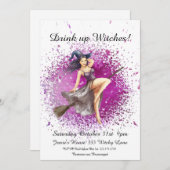 ハロウィーンの魔女の衣装パーティー 招待状 (正面/裏面)