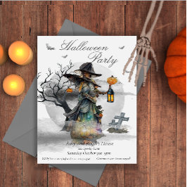 ハロウィーンの魔女の衣装パーティー 招待状