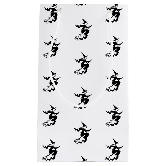 ハロウィーンの魔女の黒と白のパターンの好意 スモールペーパーバッグ (正面)