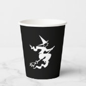 ハロウィーンの魔女の黒と白の不気味 紙コップ (正面)