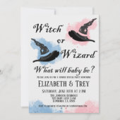 ハロウィーンの魔女またはウィザードの性別の表示 招待状 (正面)