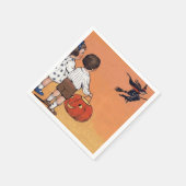 ハロウィーンの魔女オレンジと黒パーティー スタンダードカクテルナプキン (角)