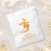 ハロウィーンの魔女オレンジの白いカスタム フェイバーバッグ (クリップ留めされた状態)