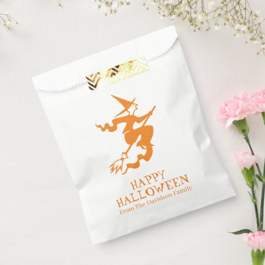 ハロウィーンの魔女オレンジの白いカスタム フェイバーバッグ (封をした状態)
