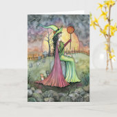 ハロウィーンの魔女カードを愛して カード (黄色い花)