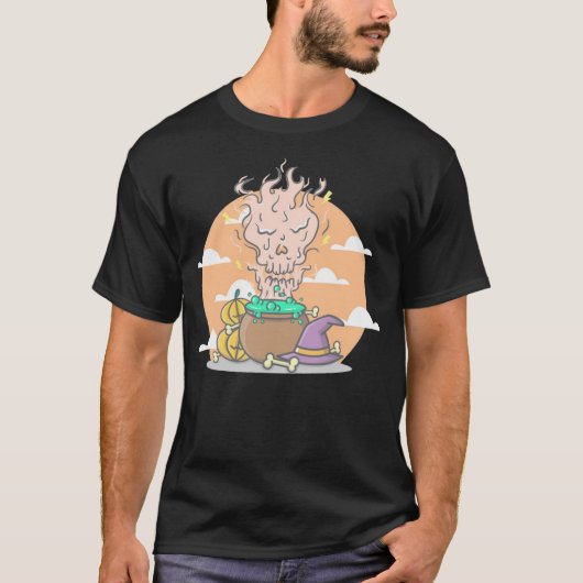 ハロウィーンの魔女ハットカボチャ Tシャツ (正面)