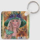 ハロウィーンの魔女フォックスアートbyルネ・ラヴォワ キーホルダー (裏面)