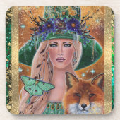 ハロウィーンの魔女フォックスアートbyルネ・ラヴォワ コースター (正面)