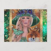 ハロウィーンの魔女フォックスアートbyルネ・ラヴォワ ポストカード (正面)