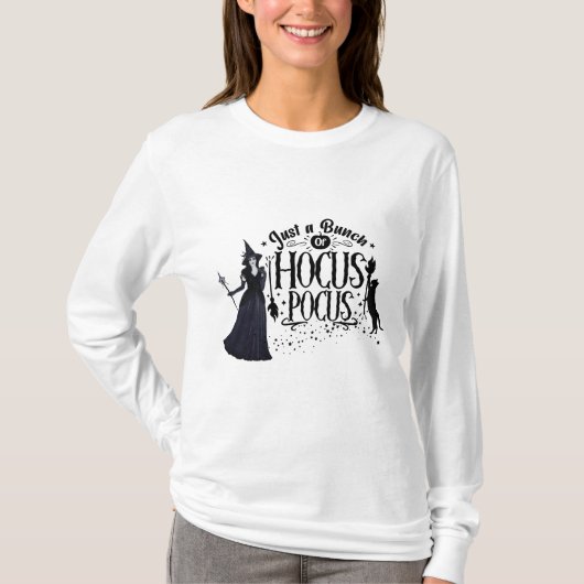 ハロウィーンの魔女ホカスポカスデザイン Tシャツ (正面)