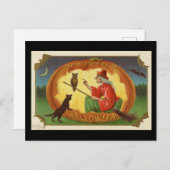 ハロウィーンの魔女ヴィンテージ ポストカード (正面/裏面)