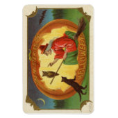 ハロウィーンの魔女ヴィンテージ マグネット (縦)