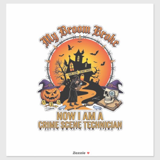 ハロウィーンの魔女犯罪現場調査官 壊れた箒 シール (シート)