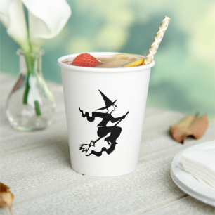 ハロウィーンの魔女黒と白の不気味 紙コップ