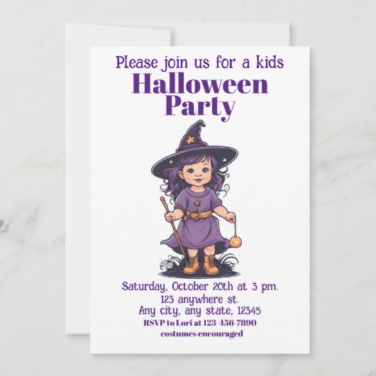 ハロウィーンの魔女16の子供たち魅力的、魔女 招待状 (正面)