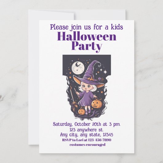 ハロウィーンの魔女4人の子供たち魅力的、魔女 招待状 (正面)