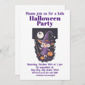 ハロウィーンの魔女4人の子供たち魅力的、魔女 招待状 (正面/裏面)
