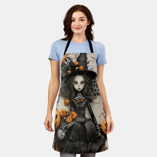 ハロウィーンの魔女 エプロン (着用した状態)
