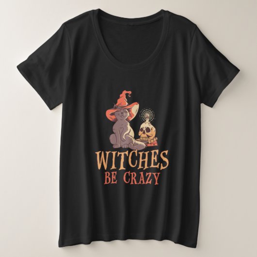 ハロウィーンの魔女 プラスサイズTシャツ (デザイン正面)