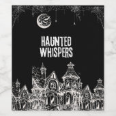 ハロウィーンの魔女、廃墟の屋敷、月とコウモリ ワインラベル (シングルラベル)