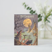 ハロウィーンの魔女 – 怖い夜のアウト – ヴィンテージアート ポストカード (スタンド正面)