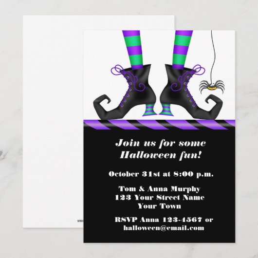 ハロウィーンの魔女 招待状 (正面/裏面)