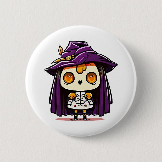 ハロウィーンの魔女 缶バッジ (正面)