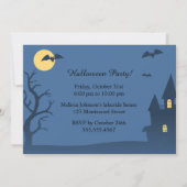 ハロウィーンの魔女、黒猫、カボチャのパーティー 招待状 (裏面)