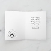 ハロウィーンの魔女、黒猫、カボチャ カード (内部)