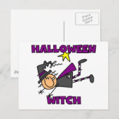ハロウィーンの魔女Tシャツとギフト ポストカード (正面/裏面)