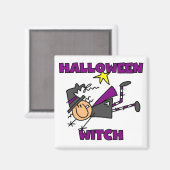 ハロウィーンの魔女Tシャツとギフト マグネット (正面/裏面)