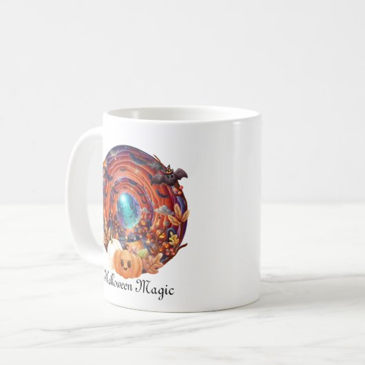 ハロウィーンの魔法に3Dスパイラルを魅了 コーヒーマグカップ (正面左)