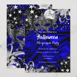 ハロウィーンの魔法の夜 仮面舞踏会 ブルー 招待状