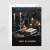 ハロウィーンの魔法の猫の本レイブン シーズンポストカード (正面/裏面)