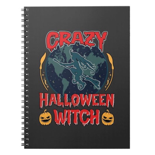 ハロウィーンの魔法使いのかぼちゃの飛行月スプーキーN ノートブック (正面)