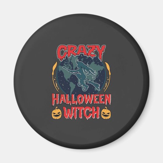 ハロウィーンの魔法使いのかぼちゃの飛行月スプーキーN マグネット (正面)