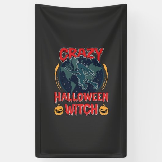 ハロウィーンの魔法使いのかぼちゃの飛行月スプーキーN 横断幕 (縦)