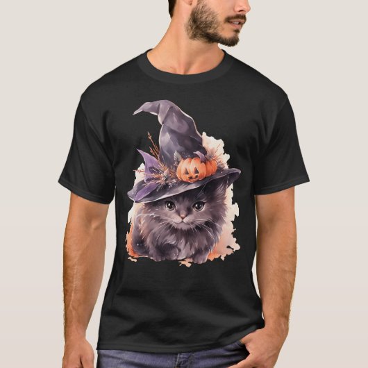ハロウィーンの魔猫27 Tシャツ (正面)